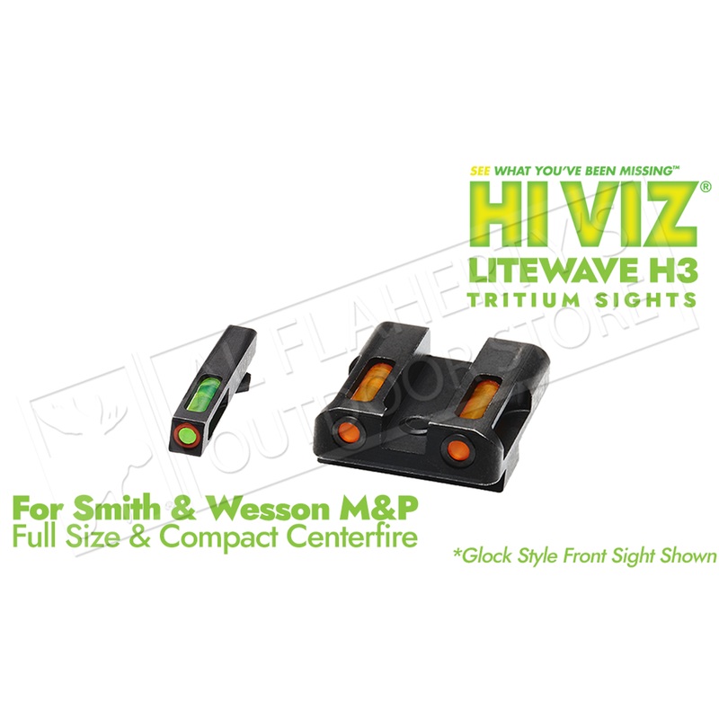 HiViz LiteWave H3 for SW M&P Full Size and Compact – Green Front & Orange Rear with Orange Front Ring #MPN621
