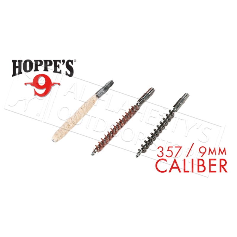 Hoppe’s 3-Pack Brush and Swab Kit Rod-Ends, .357 / 9mm Caliber Rifles #1451BK