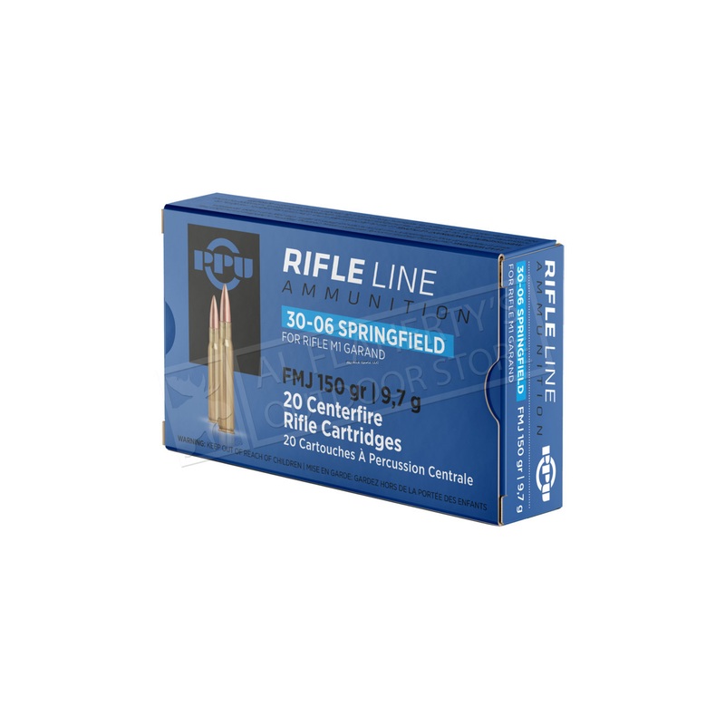 PPU Centerfire Ammunition 30-06 for M1 Garand, 150  Grain 20 Rounds #PP3006G