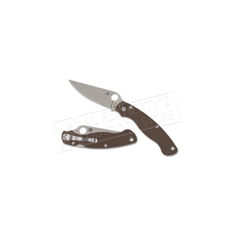 Spyderco Military 2 Brown G-10 Plain Edge Sprint Run #C36GBN15V2