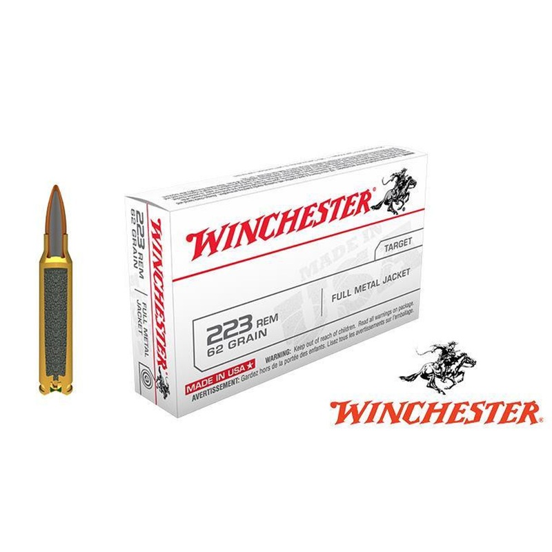 Winchester .223 Rem White Box, FMJ 62 Grain Box of 20 #USA223R3