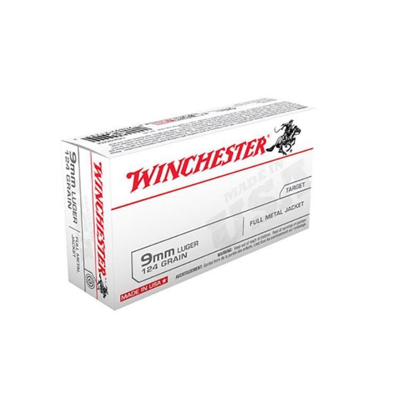 Winchester 9mm White Box, FMJ 124 Grain Box of 50 #USA9MM