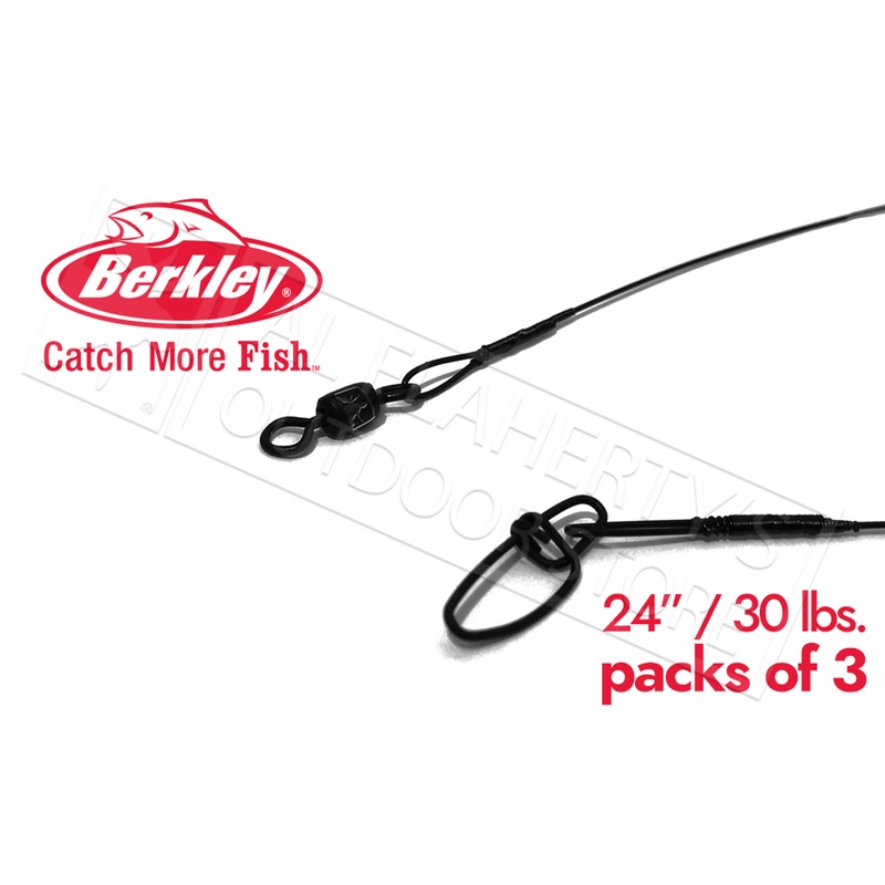 Berkley Barrel Swivel Wire Leaders, 30 lbs. 24 Inch, Pack of 3 #3W2430BL