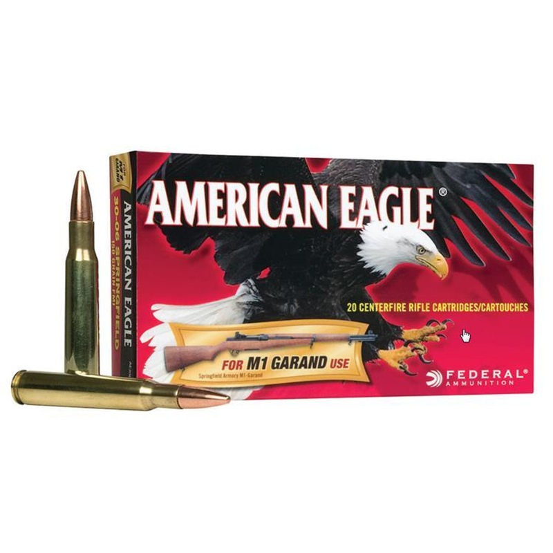 Federal American Eagle 30-06 SPRG M1 Garand, FMJ 150 Grain Box of 20 #AE3006M1