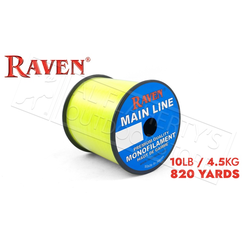 Raven Main Line Monofilament, Yellow 10lb 820 Yards #RVML10-Y