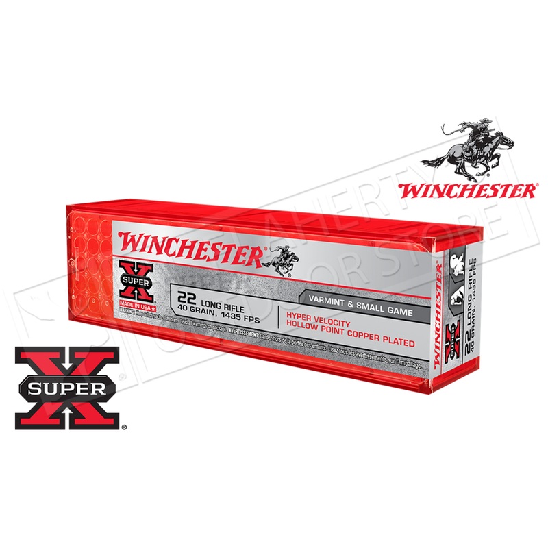 Winchester 22LR Super X, 40 GR CPHP Hyper Velocity 100 per Box #XHV22LR