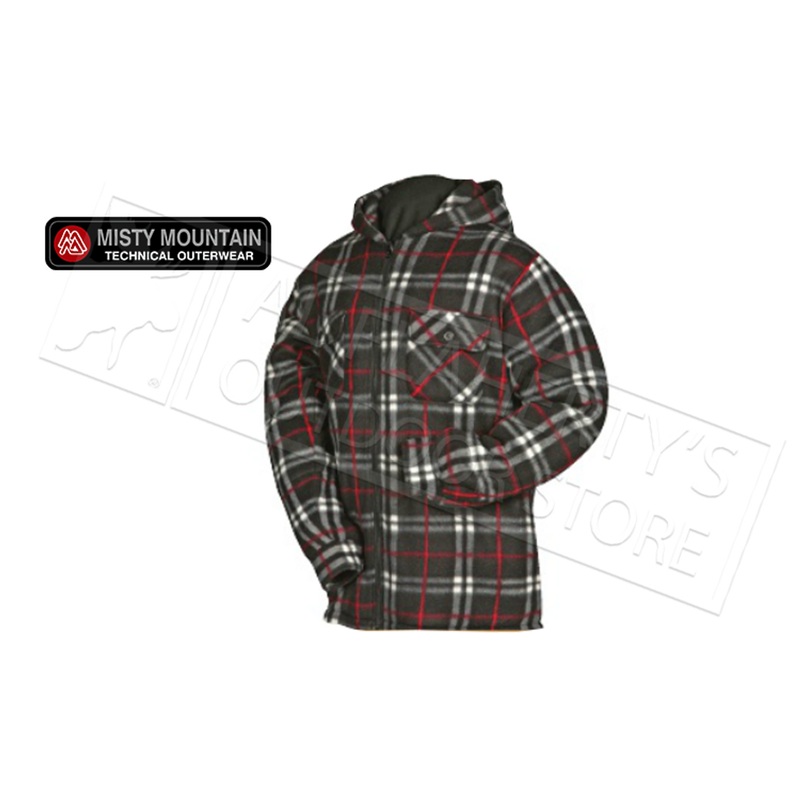 Misty Mountain Sherpa Fleece Print Jacket, Black & Red Print M-2XL #5702
