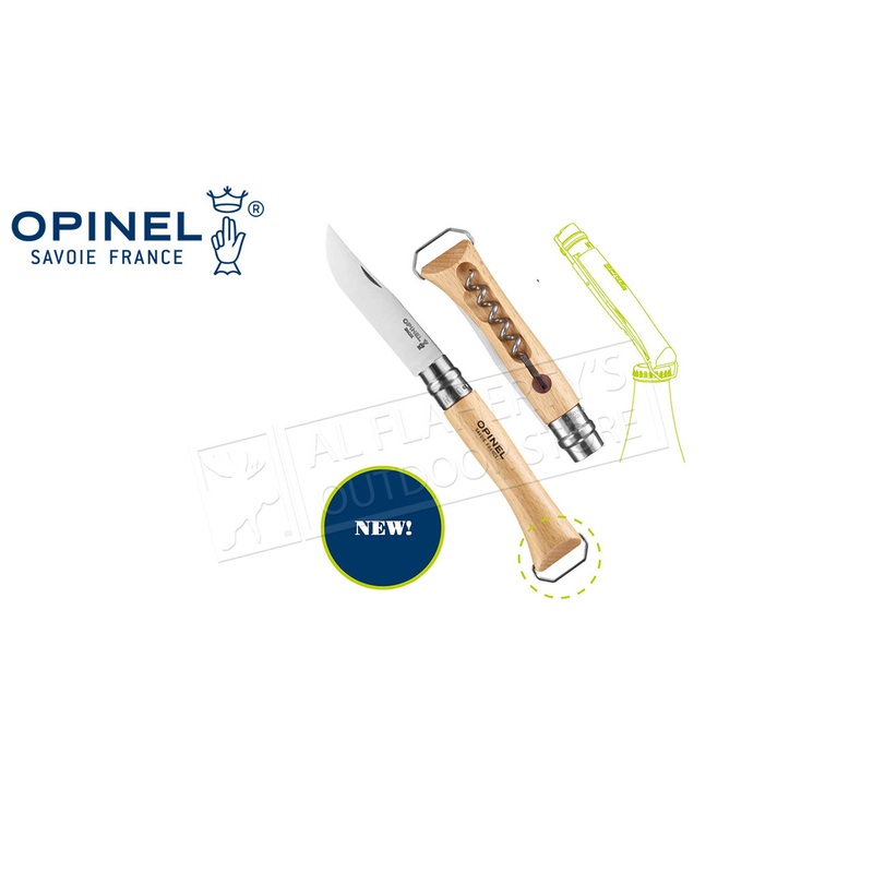 Opinel No.10 Corkscrew Stainless Steel Folding Knife with Bottle Opener
