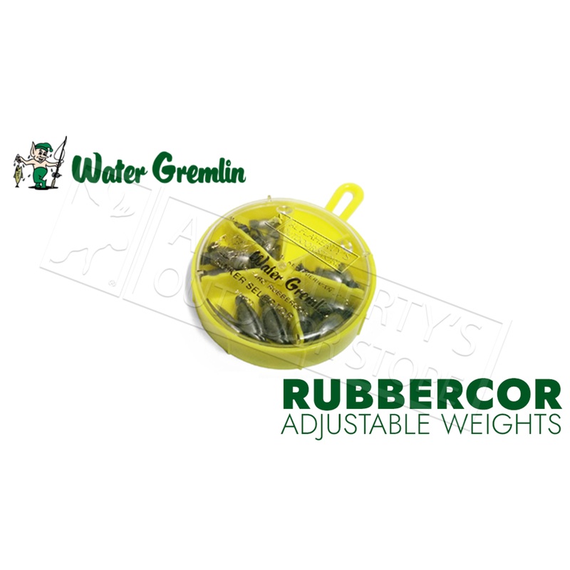 Water Gremlin Rubbercor Sinkers, Sinker Selector, 25 Pieces, Mixed Sizes #14RC