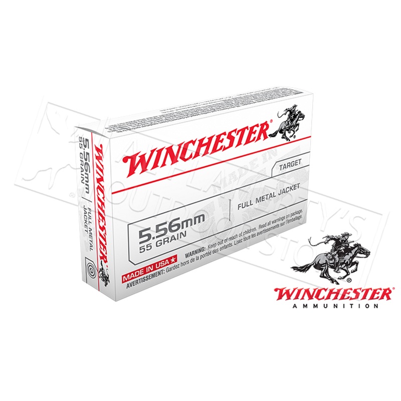 Winchester 5.56×45 White Box, FMJ 55 Grain Box of 20 #W193K