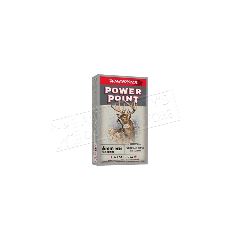 Winchester 6mm Remington Power Point, 100 Grain, Box of 20 #X6MMR2