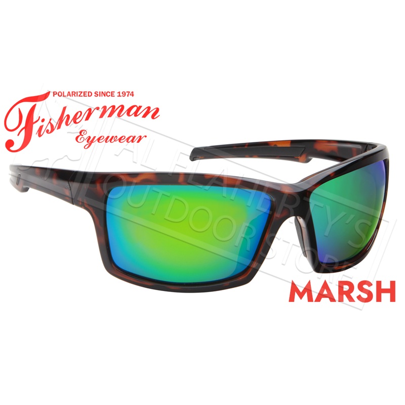Fisherman Eyewear Marsh Polarized Sunglasses, Shiny Tortoise Frame with Green Mirror Lens #50680262