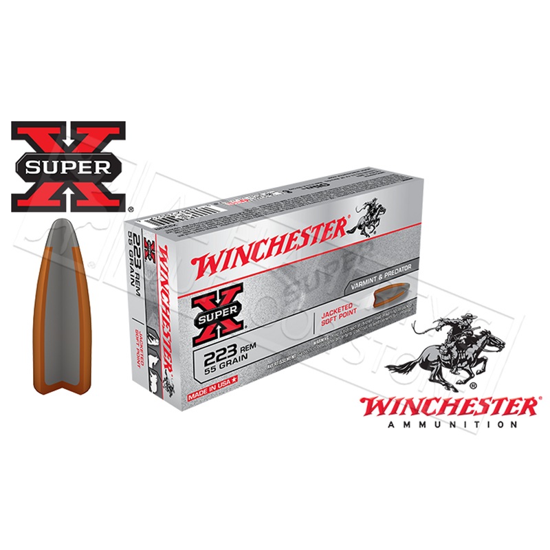 Winchester 223 Rem Super-X, JSP 55 Grain Box of 20 #X223R