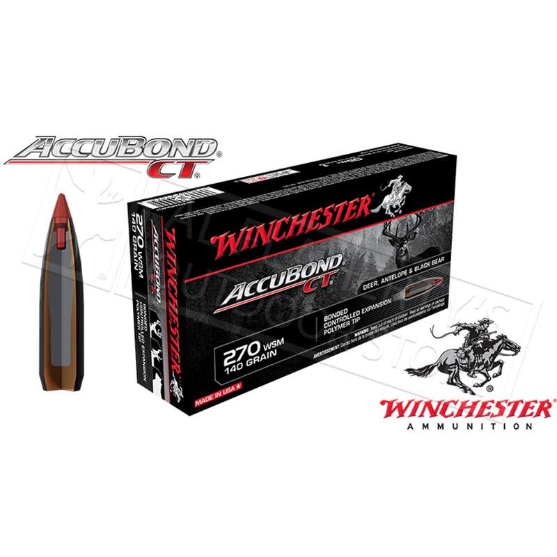 Winchester 270 WSM Accubond CT, Polymer Tipped 140 Grain Box of 20 #S270WSMCT