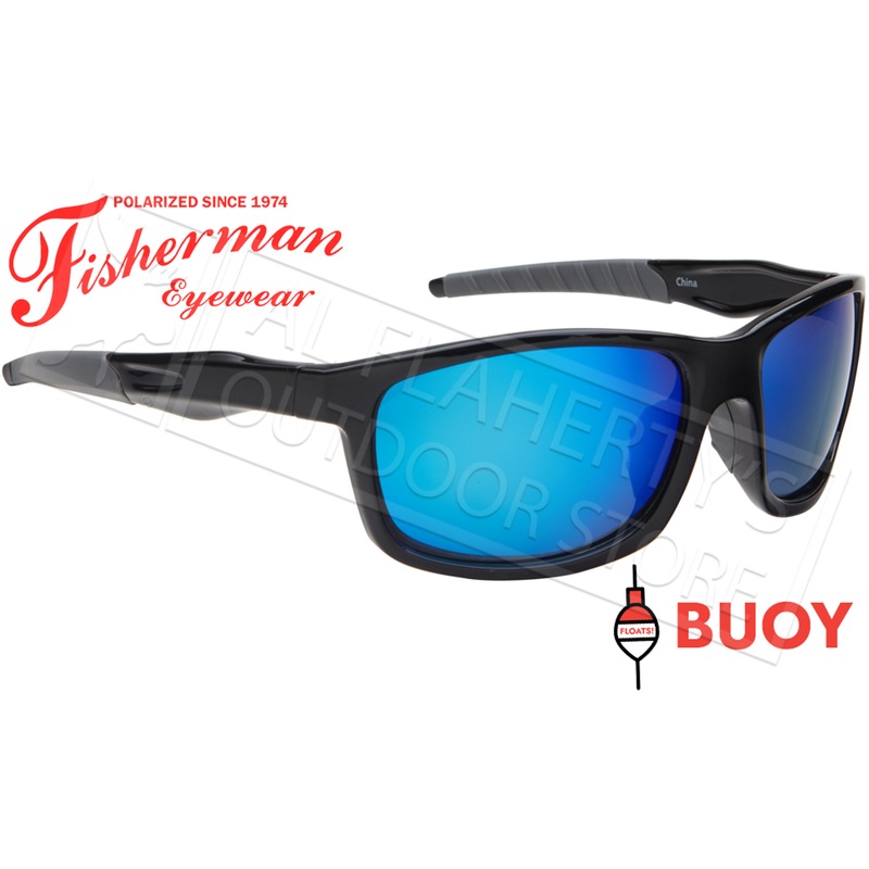 Fisherman Eyewear Buoy Polarized Sunglasses – Floating, Shiny Black  Frame with Blue Mirror Lens #50640031
