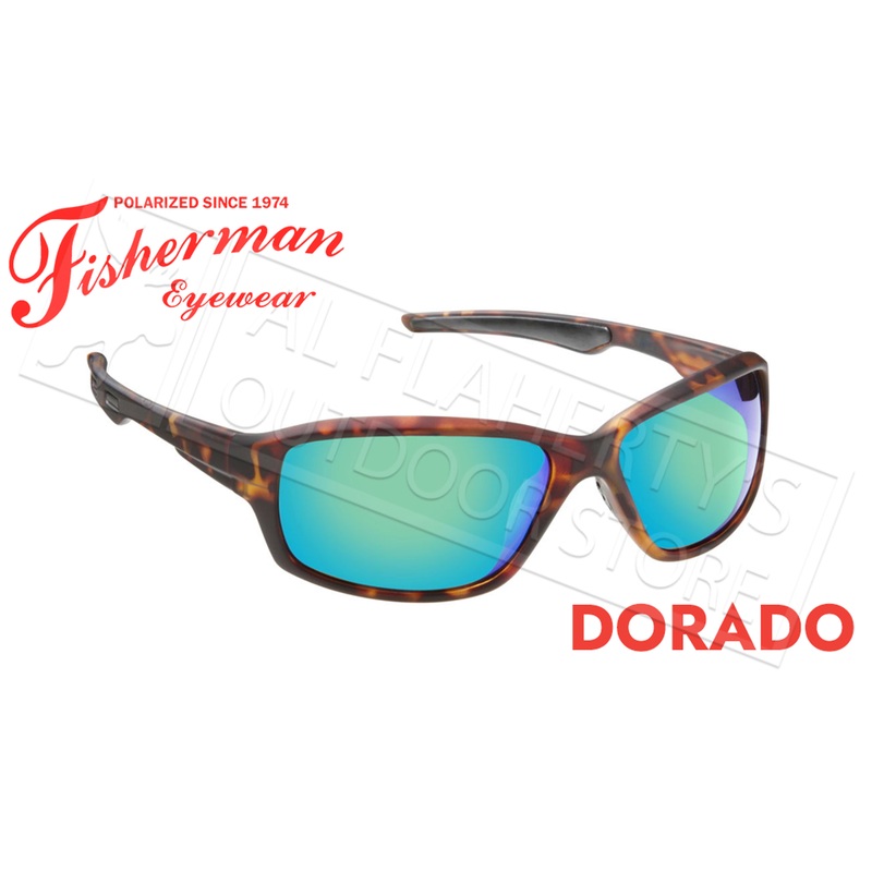 Fisherman Eyewear Dorado Polarized Sunglasses, Matte Brown Tortoise Frame with Green Mirror Lens #50290262