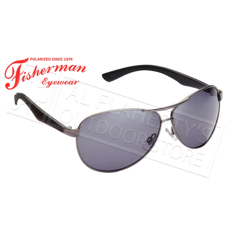 Fisherman Eyewear Siesta Polarized Glasses, Shiny Gunmetal Frame with Gray Lens #50432301