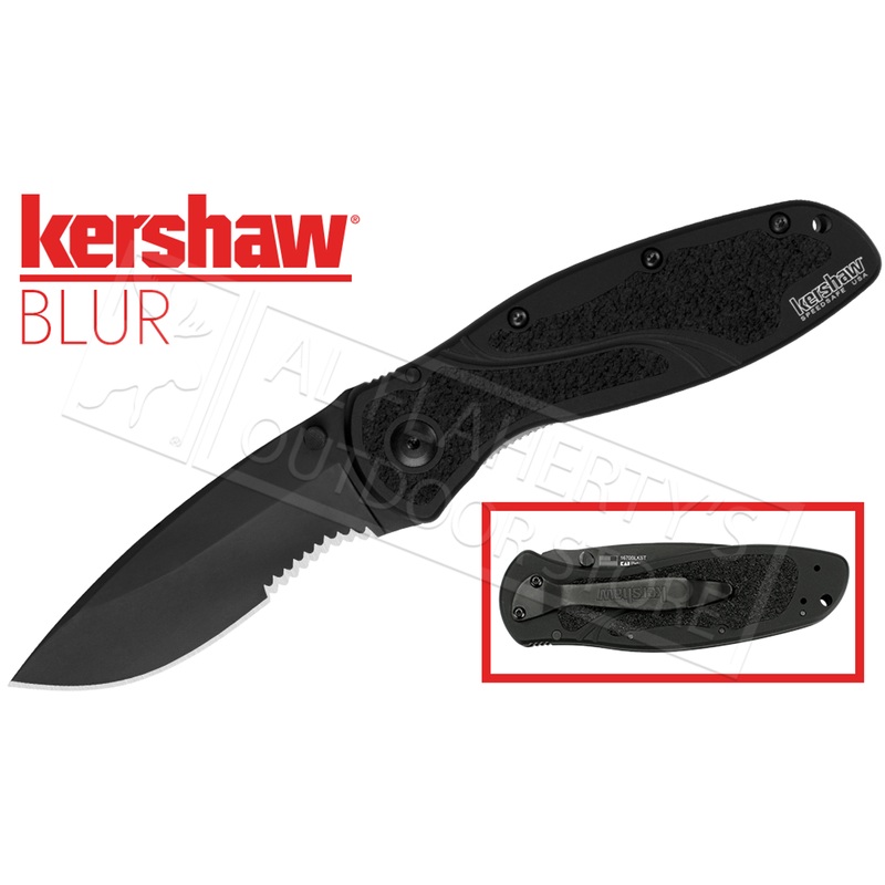 Kershaw BLUR Folding Knife Black with Serrated Edge #1670BLKST