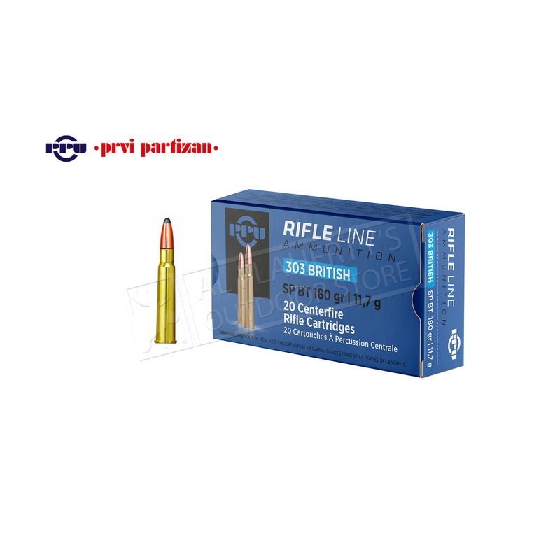 PPU Centerfire Ammunition 303 British, 180 Grain #PP303S2