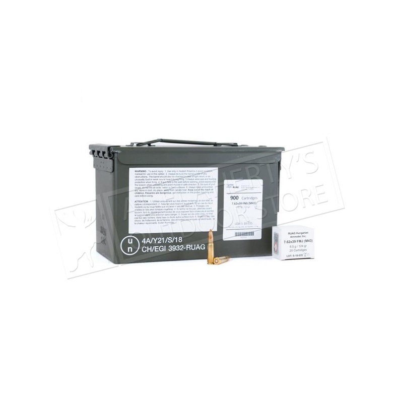 Ruag 7.62×39 124 Grain FMJ Non Corrosive 900 Round Can #RUAG76239