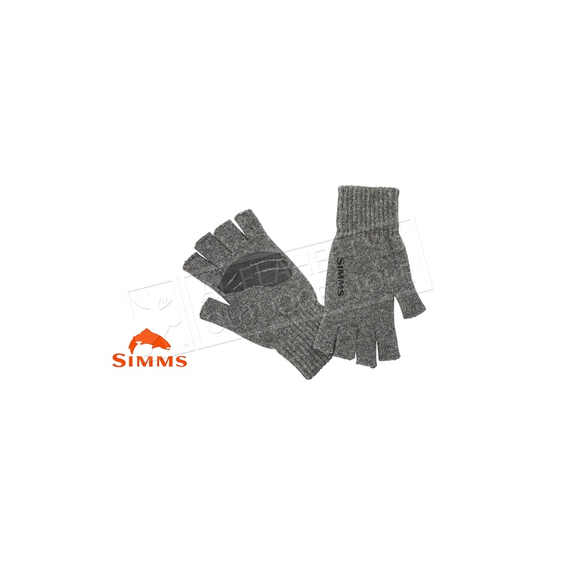 Simms Wool Half Finger Glove, Steel, l/XL #13234-030-4050