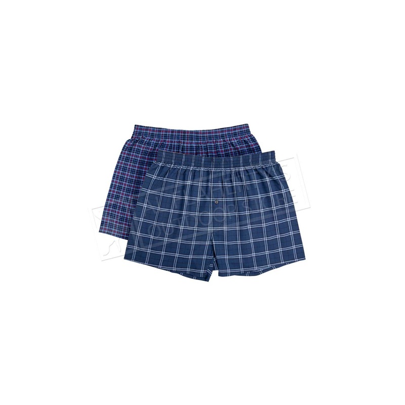 Stanfield’s Men’s 2 Pack Cotton Woven Plaid Boxer, Navy/Blue Combo #2579-P41