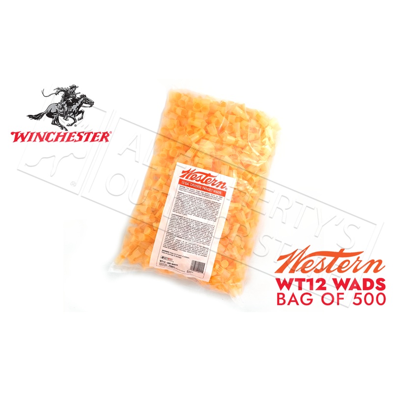 Winchester Western Wads – 12 Gauge 1-1/8 oz  Orange Bag of 500 #WT12