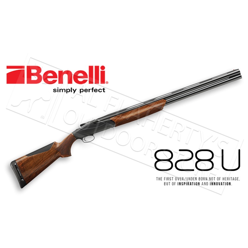 Benelli Shotgun 828U Over-Under Shotgun, AA-Grade Satin Walnut with Black Anodized Receiver