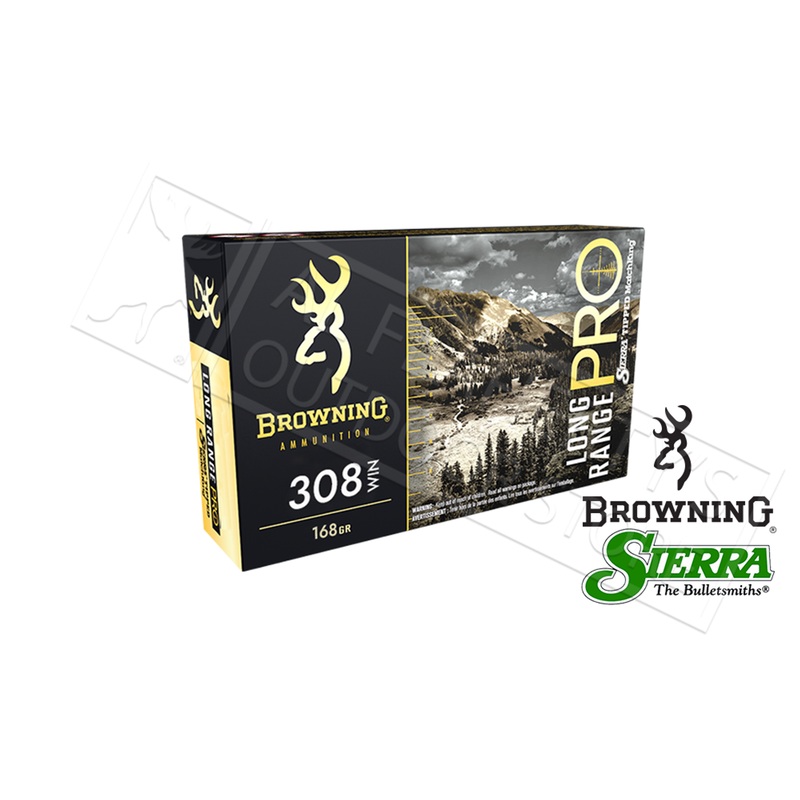 Browning Ammo 308 Long Range Pro, 168 Grain Box of 20 #B192503081