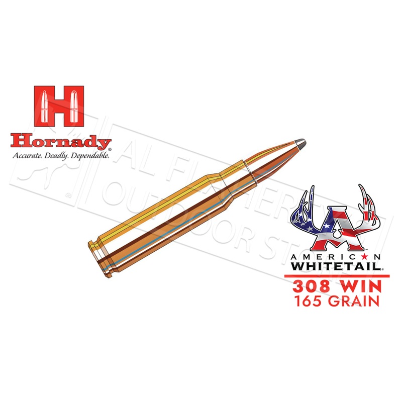 Hornady 308 WIN American Whitetail, Interlock SP 165 Grain Box of 20 #80904