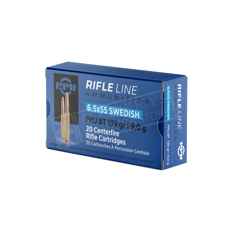 PPU Centerfire Ammunition 6.5×55 Swedish, 139  Grain 20 Rounds #PP6SWF