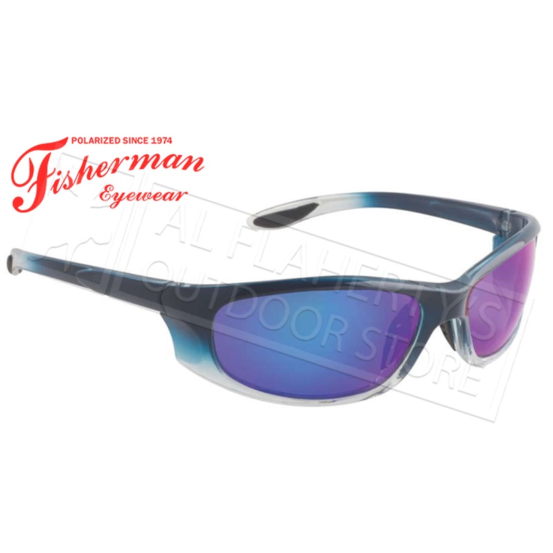 Fisherman Eyewear Riptide Polarized Glasses, Crystal Blue Fade Frame with Blue Mirror Lens #96100714