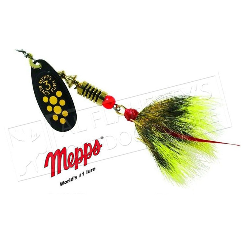 Mepps Black Fury Spinners, Inline, Dressed Treble Hook, Size 4, 1/3 oz. #BF4D