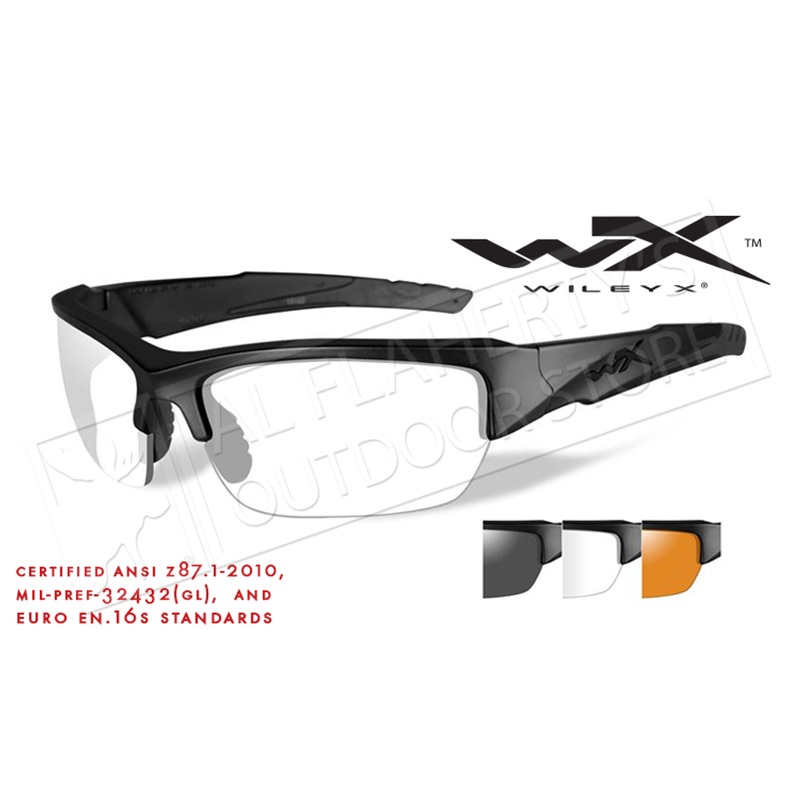 Wiley X Valor Shooting Glasses Combo with Clear Smoke Grey and Light Rust Lenses and Matte Black Frames #CHVAL06