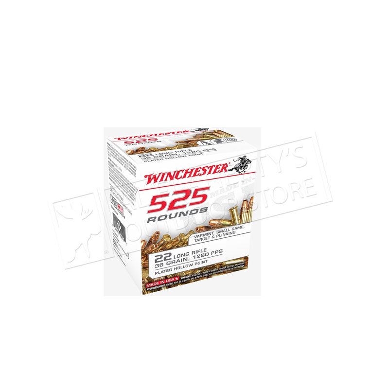 Winchester 22LR 525 Value Pack, 36 Grain JHP High Velocity, 1280 FPS, 525 Round Box #22LR525HP