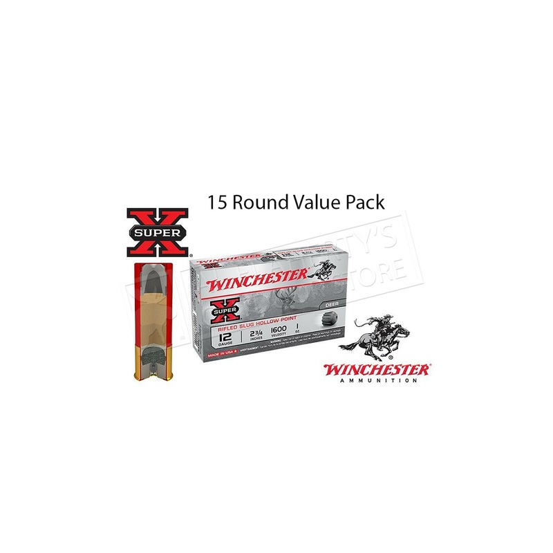 Winchester Super X Rifled Slugs  20 Gauge Box of 15 #X20RSM5 Value Pack