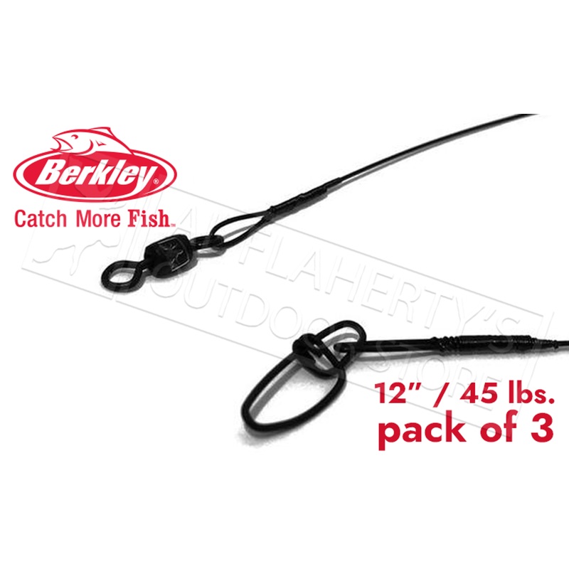 Berkley Barrel Swivel Wire Leaders, 45 lbs. 12 Inch, Pack of 3 #3W1245BL