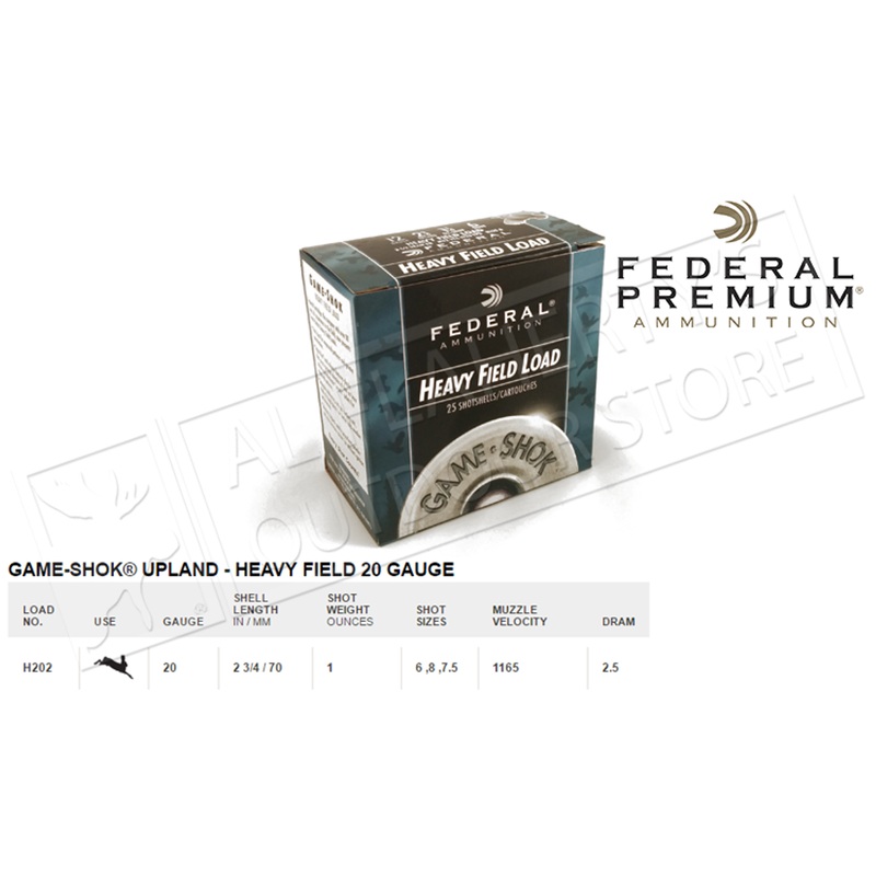 Federal Game-Shok Upland Heavy Field Load 20 Gauge 2-3/4