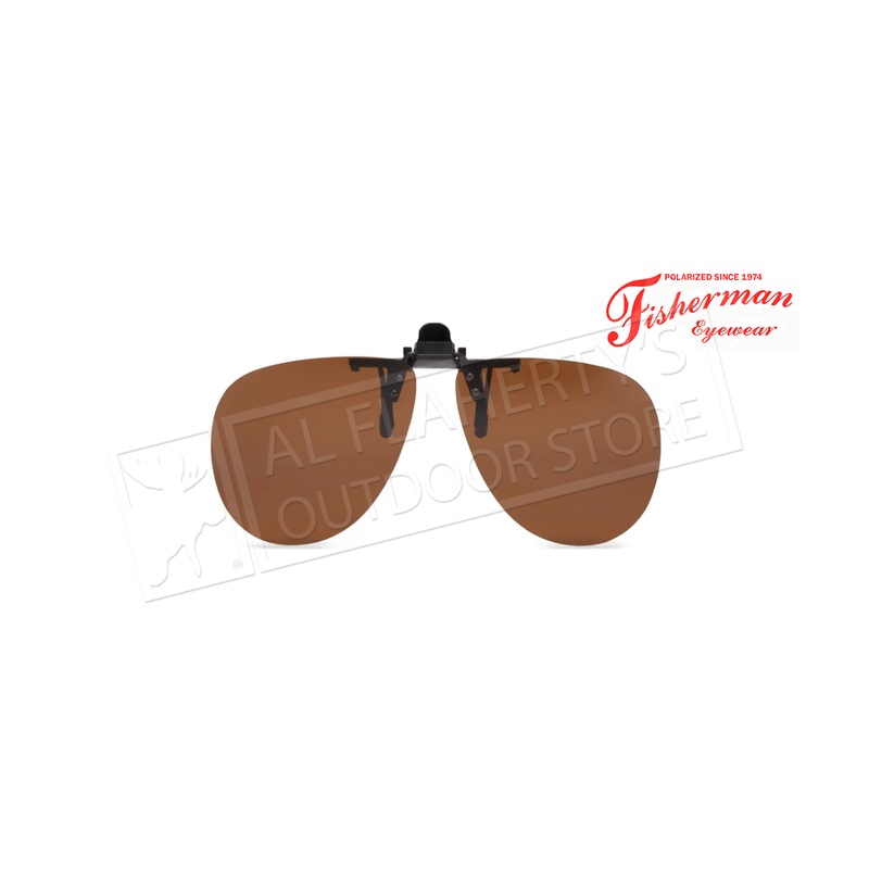 Fisherman Eyewear Simple Aviator Brown Polarized Lens Clip-Ons #90842