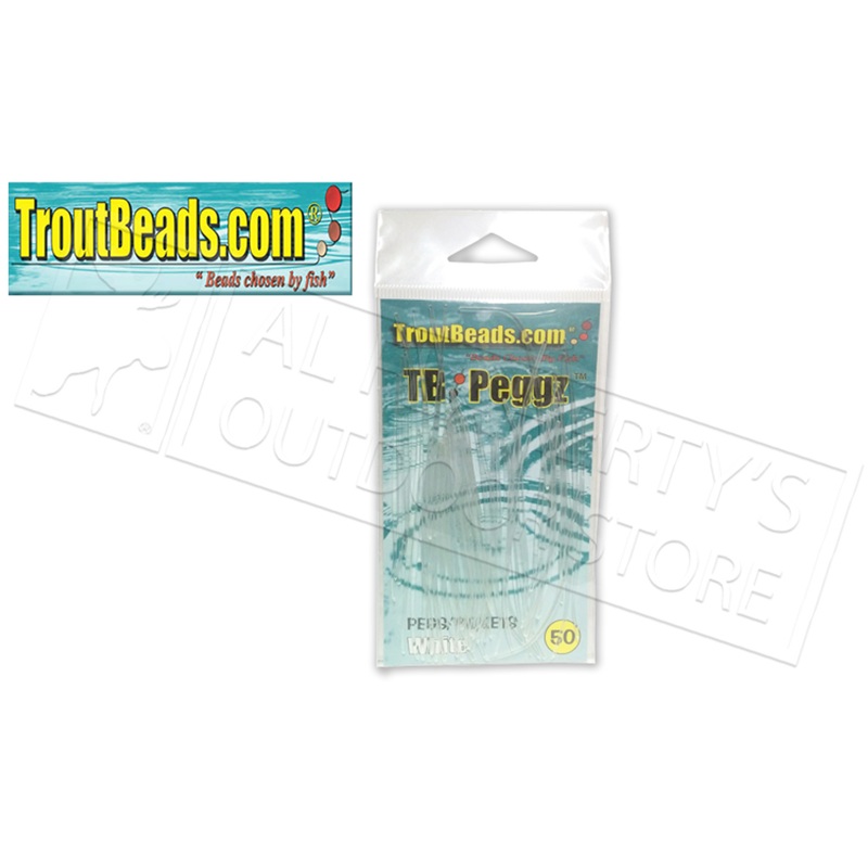 TroutBeads.com TB Peggz, White, Pack of 50 #TBPG-WT