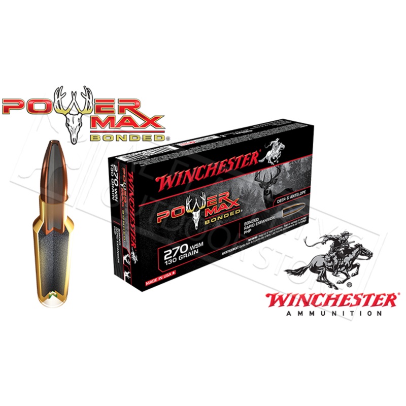 Winchester 270 WIN Power Max, Bonded HP 130 Grain Box of 20 #X2705BP