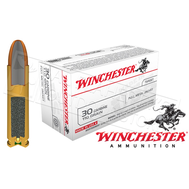 Winchester 30 Carbine White Box, FMJ 110 Grain Box of 50 #Q3132