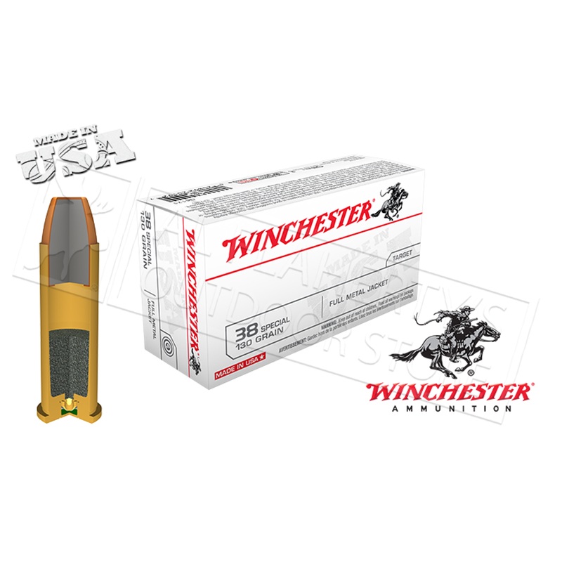 Winchester .38 Special White Box, FMJ 130 Grain Box of 50 #Q4171