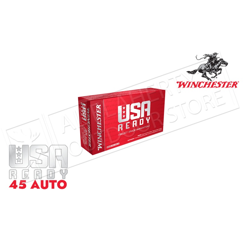 Winchester 45ACP USA Ready Select Grade – 230 Grain Flat Nose FMJ Box of 50 #RED45