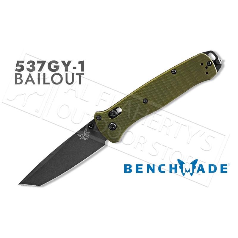 Benchmade 537 Bailout Tanto Folding Knife Woodland Green Grip #537GY-1