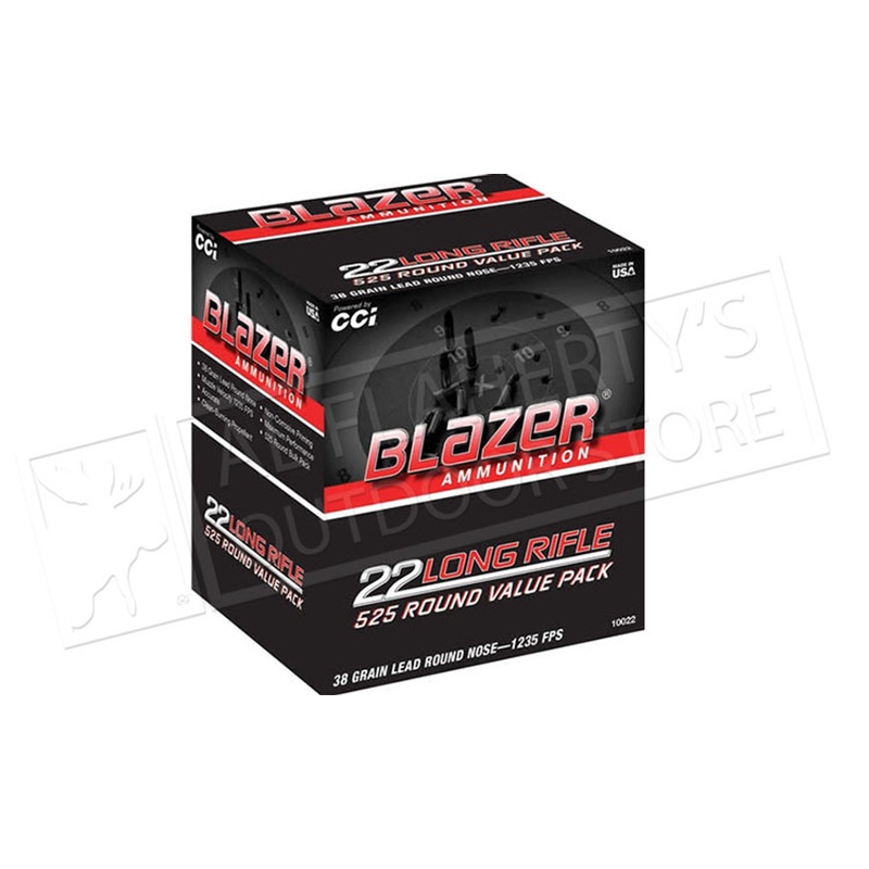 CCI Blazer Bulk Pack 22LR Target Ammunition, 38 Grain, High Velocity, Pack of 525 #10022