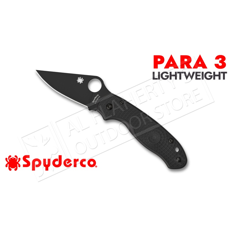 Spyderco Para 3 Lightweight Folder with Black Blade PlainEdge #C223PBBK