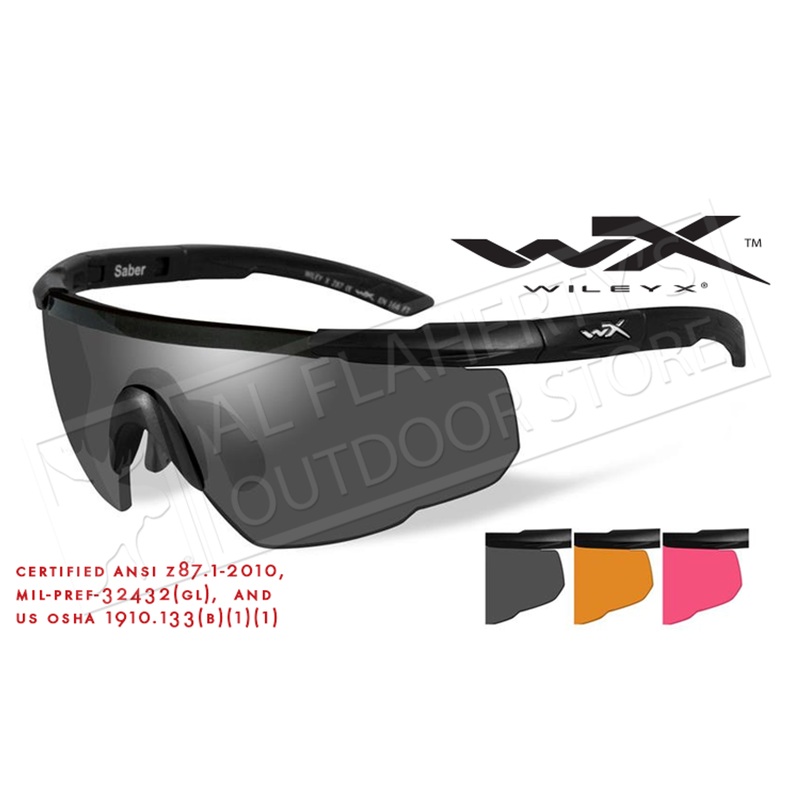 Wiley X Saber Advanced Shooting Glasses Combo with Gray Vermillion and Rust Lenses and Matte Black Frame #309