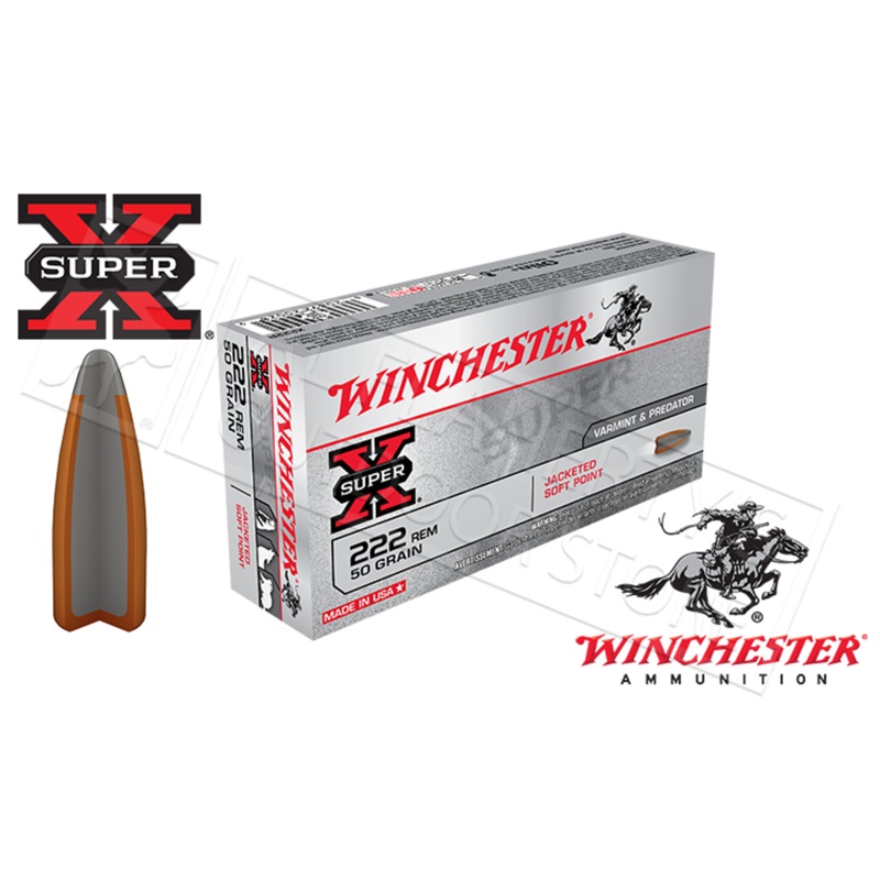 Winchester 222 Rem Super-X, JSP 50 Grain Box of 20 #X222R