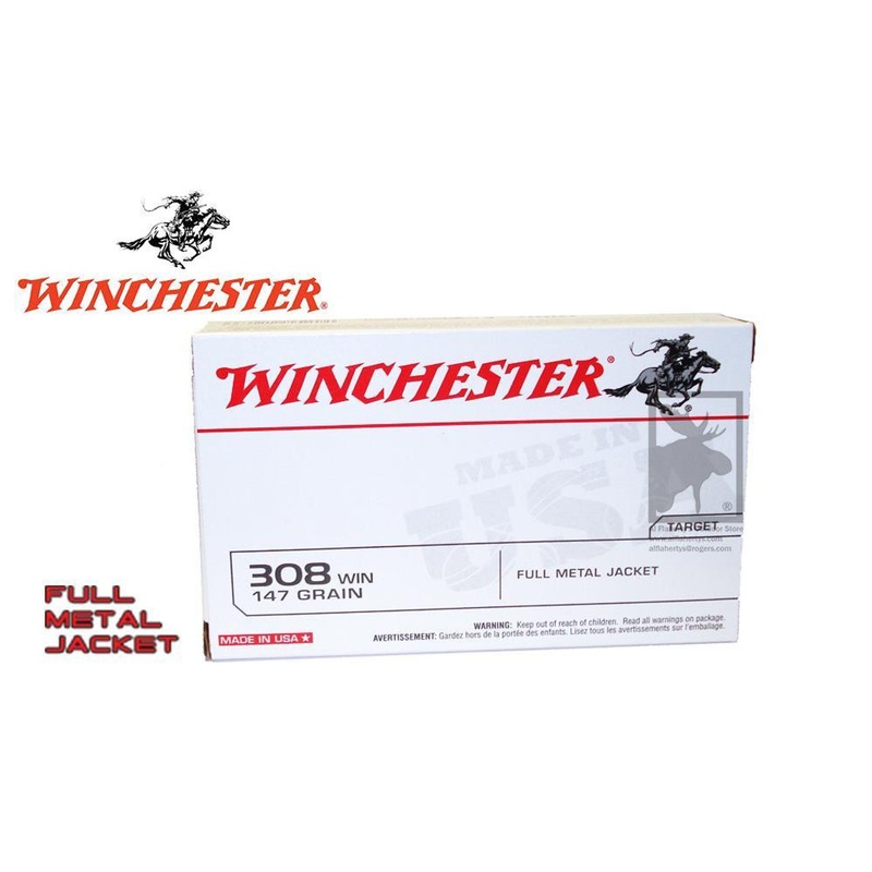 Winchester .308 White Box, FMJ 147 Grain Box of 20 #USA3081
